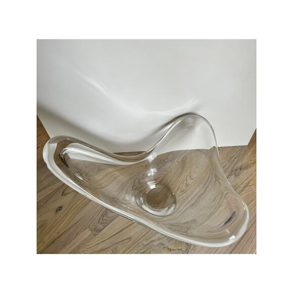 VINTAGE Large Glass Serving Fruit Bowl Triangle Shape MCM Mid Century Modern VTG - Picture 3 of 7